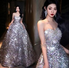Gorgeous Off Shoulder Shine Sequins Diamante A-line Princess Dresses Prom Gown