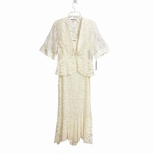 Spencer Alexis Vintage 90s Lace Maxi Dress and Jacket S Cream NWT Wedding Fairy