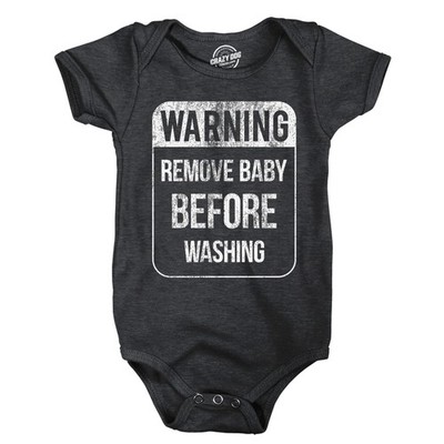 Warning Remove Baby Before Washing Baby Bodysuit Funny Sarcastic Graphic Novelty