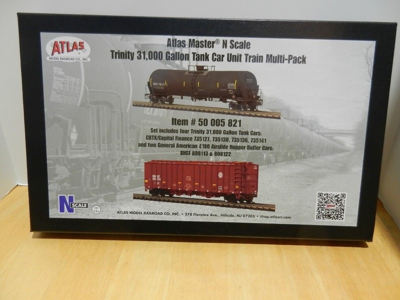 N Scale Atlas 50 005 821 CBTX / BNSF Trinity 31K Unit Tank Car Set w/ Buffer NIB