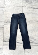 NYDJ Jeans Straight Leg Mid Rise Blue Dark Wash Lift Tuck Womens 6 USA Classic