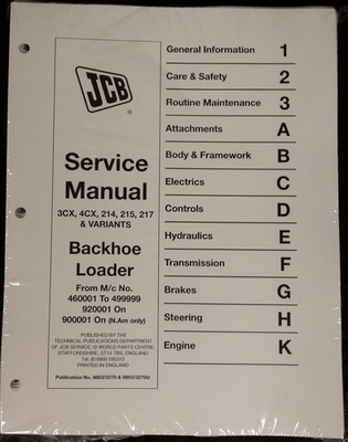 #ad JCB 3CX 4CX 214 214E 215 217 Service Repair Shop Manual Part # 9803 3270 $68.53