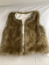 Cat  Jack Faux Fur Vest Sz S 6/6x Brown Lined Poly Pre Owned Party Christmas