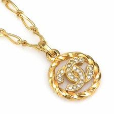Collana originale con logo CHANEL CC oro/argento metallo/strass - e60447 g