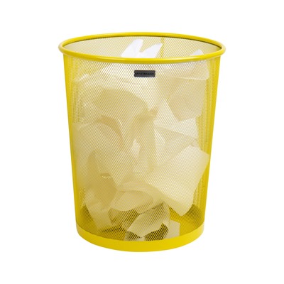 Mesh Trash Can, 16.65L (4.4 gal), Waste Paper Basket, Round, Office, Metal Me...