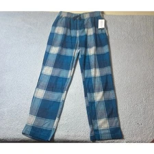 Perry Ellis Portfolio Pajamas Mens M Blue Buffalo Plaid Fleece Comfy Pajamas NEW