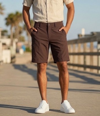 $79 7Diamonds Men's Sierra Hybrid High Performance Shorts 10''-Maroon-Size 34-New