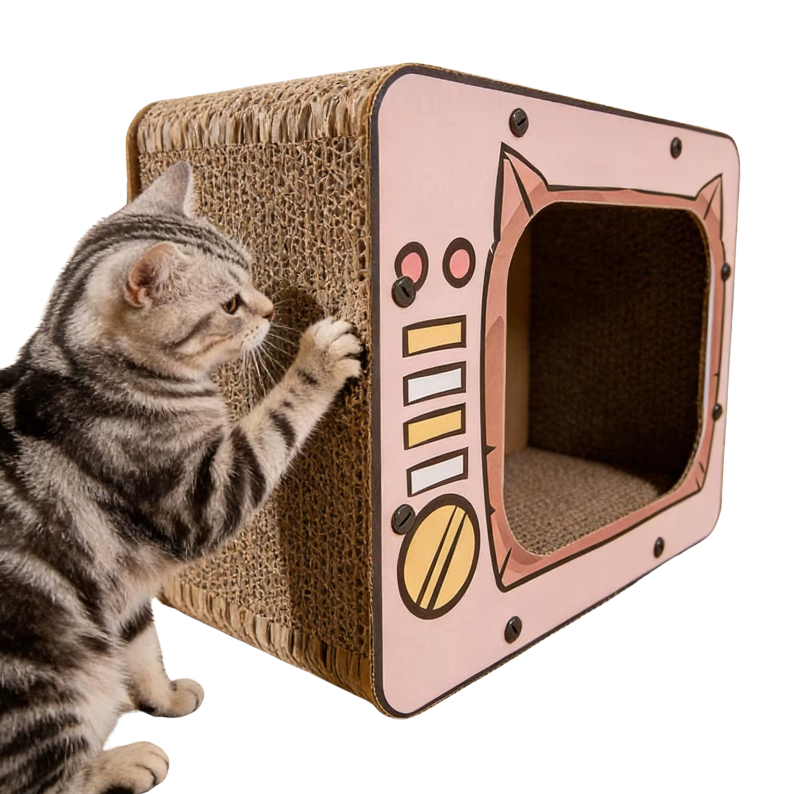Cat Scratcher House TV Shape Cardboard Bed Indoor