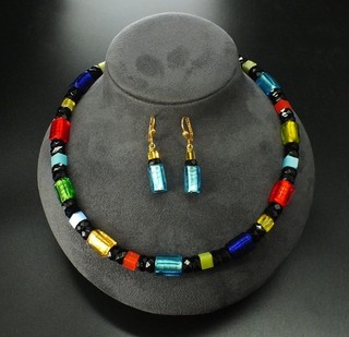 COEUR DE LION YELLOW GOLD PLATED Multicolour Faceted Glass Jewellery Set T14