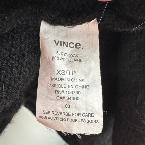 Cárdigan para mujer VINCE Yak Wool XS negro frente abierto drapeado suave cálido suéter - Imagen 6 de 6