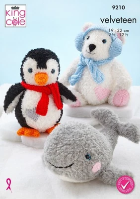 King Cole 9210 Knitting Pattern Polar Creatures Polar Bear Penguin & Whale Toys