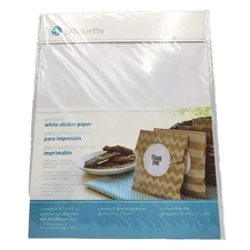 Silhouette Printable White Sticker Paper 8.5" x 11" 8 Sheets Print Cut Inkjet