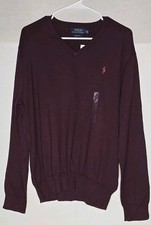 NWT POLO by RALPH LAUREN MENS V-NECK SWEATER 100 PIMA COTTON SZ LARGE
