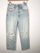 NWT Zara High Rise Straight Ankle Length Distressed Button Fly Jeans 2