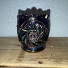 Vintage Fenton 2” Aztec Carnival Glass  Amethyst Toothpick Holder EC RARE