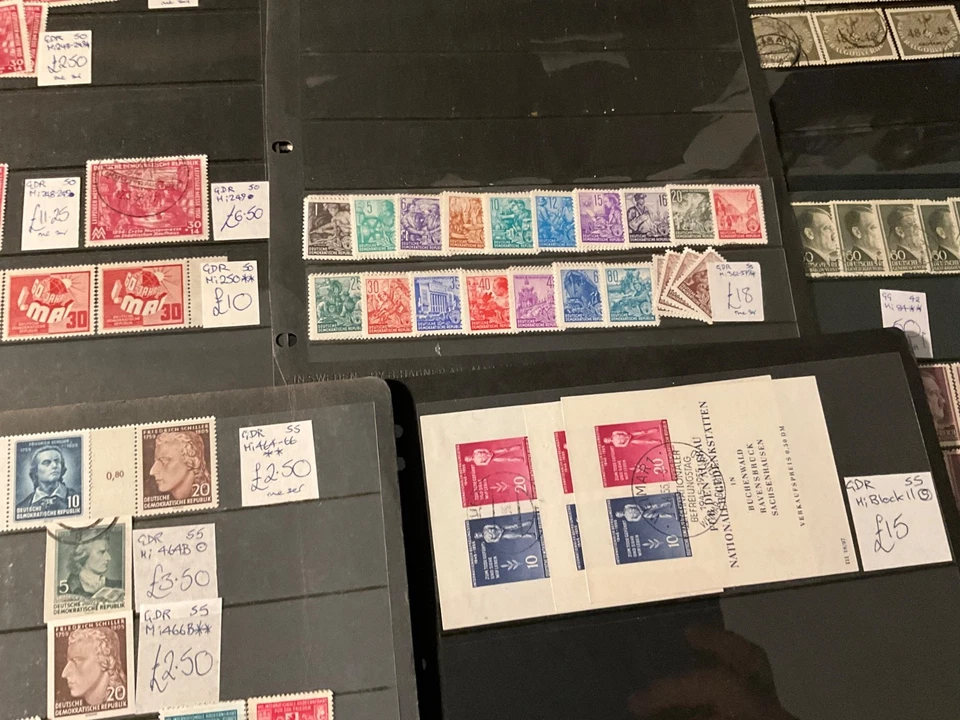 Sello alemán, Reich. Como nuevo y usado muchos juegos múltiples cabezas Hitler 1938-63. N66 Foto 4 de 4