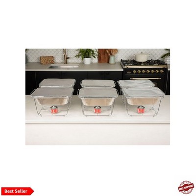 6 Pack - Disposable Chafing Dish Buffet Set, Half Size Pans, Welded Body Food...