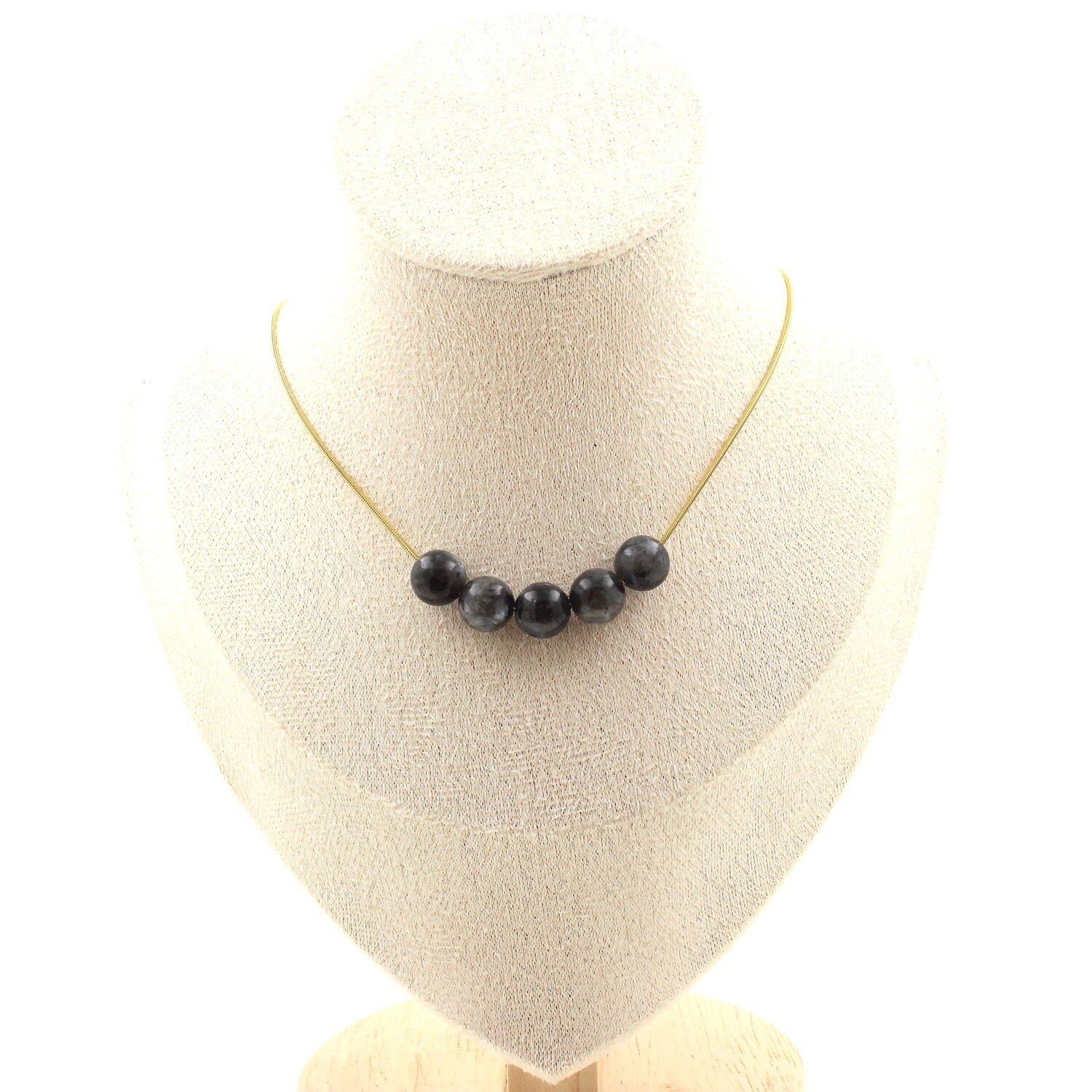Collier en labradorite 5 perles de 8 mm pour sublimer vos tenues bohèmes