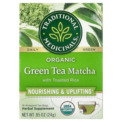 Organic Green Tea Matcha with Toasted Rice, 16 Wrapped Tea Bags, 0.85 oz (24 g)