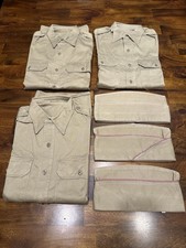 Vintage 1950s Korean War Era Khaki Shirts Garrison Caps US Army Military Issue