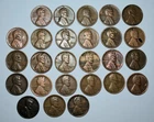 139k. 26 X LINCOLN WHEAT CENTS 1919-1961 EACH DIFF DATES, ALL LAMINATION ERRORS