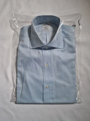 Brooks Brothers Blue Formal Shirt 14.5 Regent Regular Fit Satin Textured - Image 1 of 4