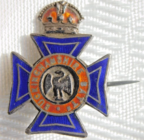 WW1 WW2 ? BUCKINGHAMSHIRE BATTALLION SILVER MILITARY SWEETHEART BADGE BROOCH