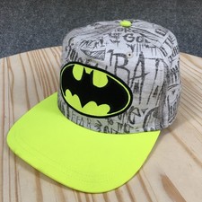 Batman DC Snapback Hat Youth One Size Flat Brim Embroidered Gray Green