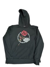 Harley Davidson Womens M Black Hoodie Skull Rose Chain Graphic Pullover