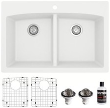 Karran USA QT-710-PK1 Quartz QT 33" Drop In Double Basin Quartz - White