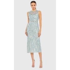 Mac Duggal A93765 Women's Sz 8 Sequin Glitter Embellished Midi Dress Formal NWT