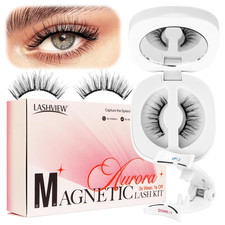 LASHVIEW Magnetic Eyelashes Kit with Applicator - Reusable, Natural Look, No Glu