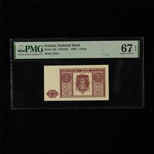 1946 Poland National Bank 1 Zloty Pick#123 PMG 67 EPQ Superb Gem UNC