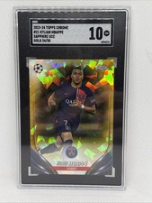 2023-24 Topps Chrome Kylian Mbappe Sapphire Gold /50 PSG Football Card Gem 10