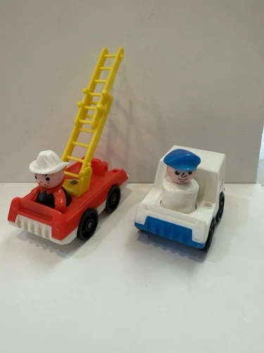 Lot ~Vintage Little People~ Fire Truck~Mail Truck With Fireman Mailman