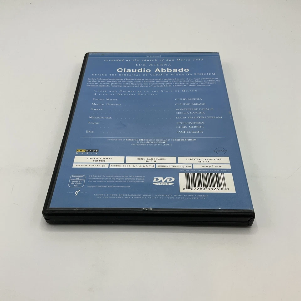 Claudio Abbado In Rehearsal - Lux Æterna - Verdi’s Missa Da Requiem (DVD, 2002) - Image 2 of 3