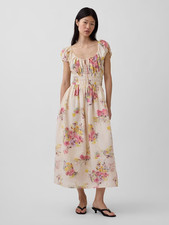 GAP Voile Smocked Waist Maxi Dress Multi Color Pastel Florals Women - NWT