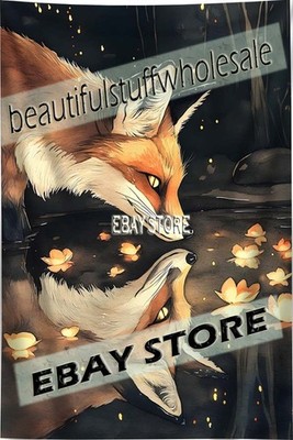 Fox Reflection Tapestry Firefly Night wall prints 59X82 in