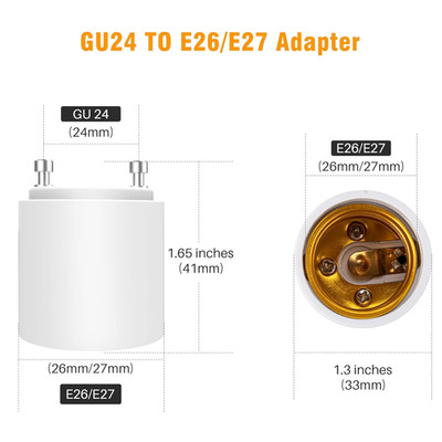 4 Pack  GU24 to E26 E27 Adapter, Heat Resistant up to 392? Fire Resista