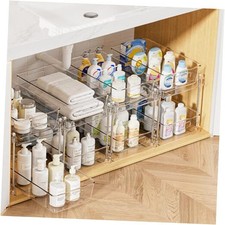 4 Pack Bathroom Organizer, 2 Tier Clear Under Sink Organizers Vanity