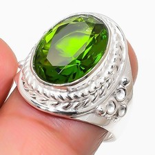 Peridot Gemstone Handmade 925 Sterling Silver Jewelry All Size Ring For Gift