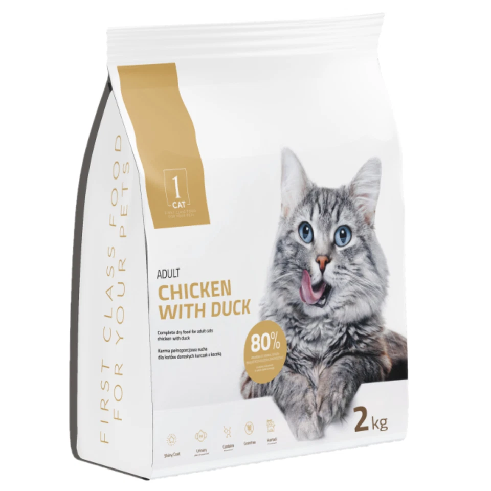 Getreidefreies Trockenfutter für Katzen Katzenfutter 2kg Huhn mit Ente 1 CAT - Bild 4 von 4
