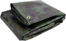 Heavy Duty Waterproof Camo Tarp - Reversible Camouflage/Green Tarp - 8x10 with U