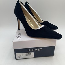 Nine West Oraye Shoes Womens Black Suede Pointed Toe Dress Heels Size 8M
