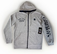 NWT Dallas Cowboys NFL Fleece Hooded Gray Sweatshirt Full Zip Size L