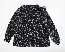 Womens UK Size 12 Debenhams Black Ruffle Blouse