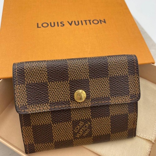 Louis Vuitton Damier Brown Bifold Wallet 156A Japan Near Mint 078790