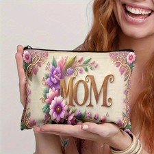 cosmetic bag 1pc Mom Floral Decoration lightweight zipper design toiletry bag  