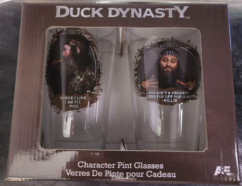 Duck Dynasty Character Pint Glasses Set of 2 Phil & Willie New!!!