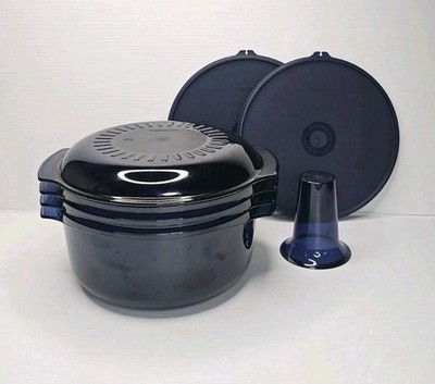 Tupperware Tupperwave Stack Cooker System 7 Piece Microwave Cooking Blue 3L 